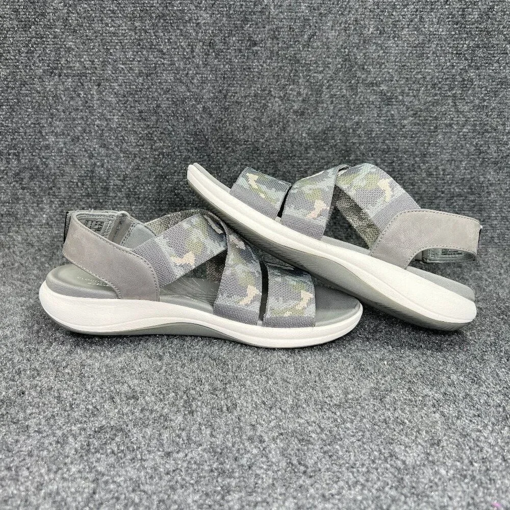 Clarks Cloudsteppers Sandals Women's‎ Size 8W Green Camo Comfort Casual Outdoor